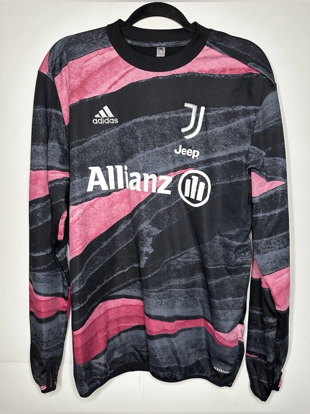 Men’s Adidas Pink And Black Juventus 2019/20 Training Football Soccer Shirt LG